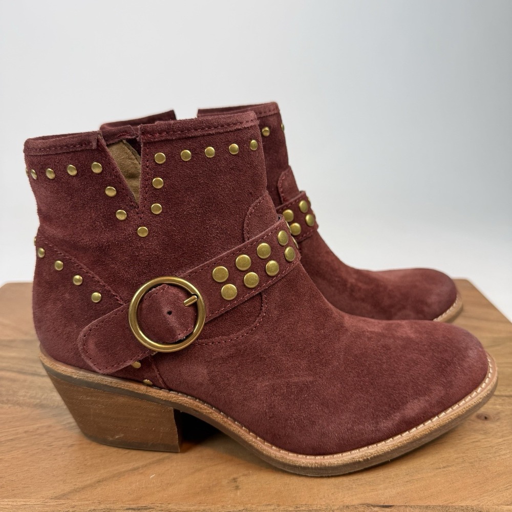 New Womens Sofft Allene II Suede Buckle Heeled Ankle Boots Size 6.5 M NWOB